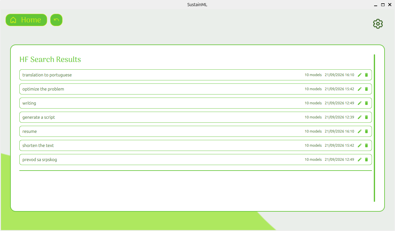 HF search list